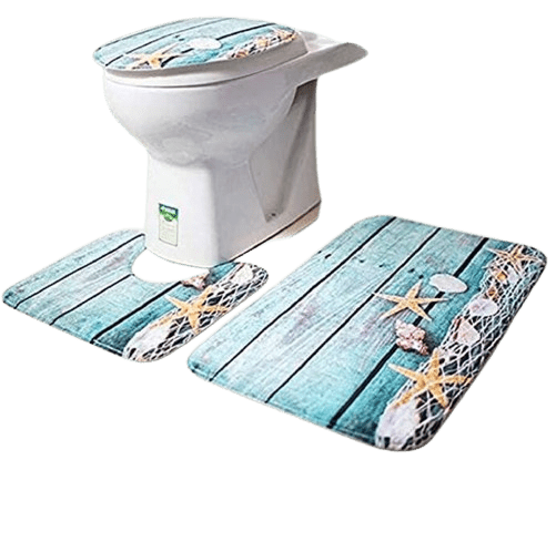 Dubkart Bathroom accessories 3 PCS Bathroom Rug Lid Toilet Cover Bath Mat Set