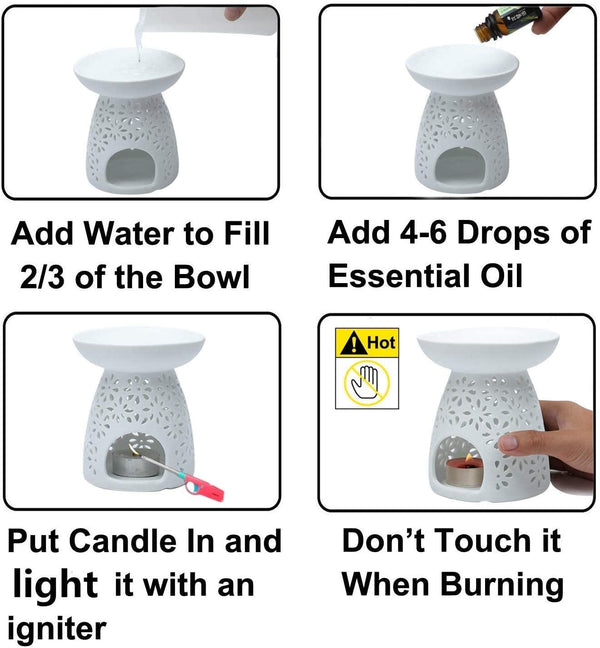 Dubkart Bathroom accessories Ceramic Tealight Candle Holder Essential Oil Warmer Vase