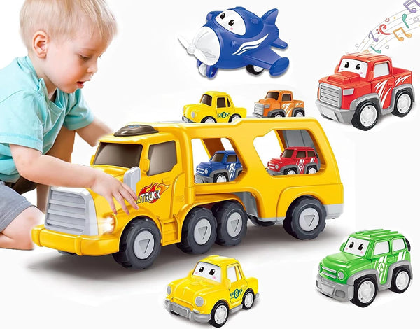 Dubkart Car toys Construction Vehicles Transport Truck Cars Toy Set with Lights & Sounds