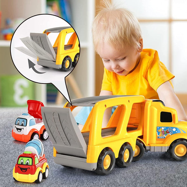 Dubkart Car toys Construction Vehicles Transport Truck Cars Toy Set with Lights & Sounds