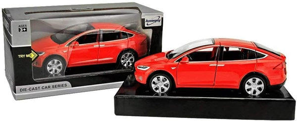 Dubkart Cars Tesla Diecast Model X - Toy Car with Sound & Light (Red / Black)