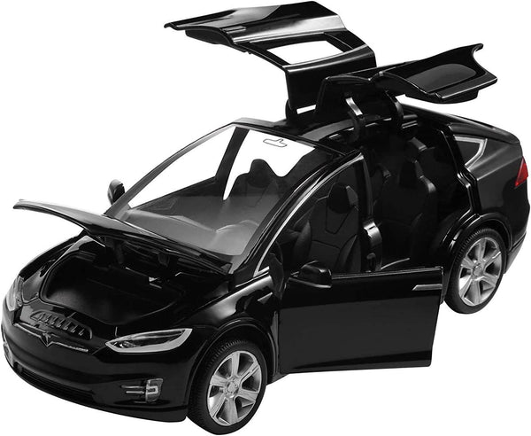 Dubkart Cars Tesla Diecast Model X - Toy Car with Sound & Light (Red / Black)