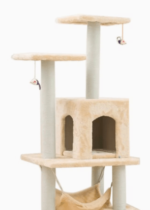 Dubkart Cat Tree Cat Tower Condo Activity Tree with Hammock 4.1ft (Beige Grey)