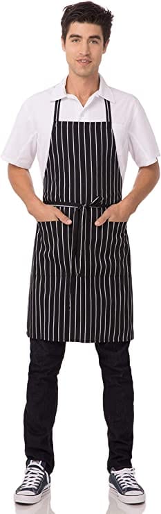 Dubkart Chef Artists Gardening Chalk Stripe Bib Apron with Pockets