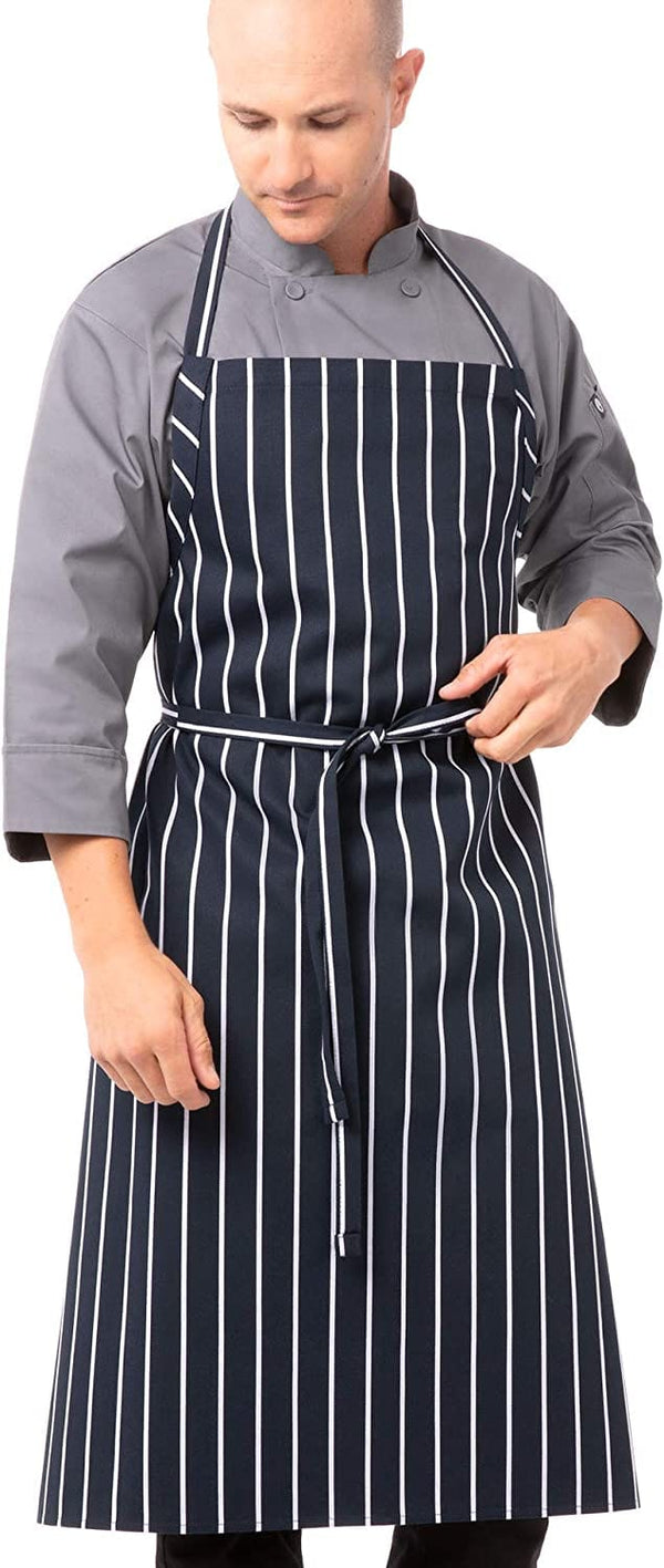 Dubkart Chef Artists Gardening Chalk Stripe Bib Apron with Pockets