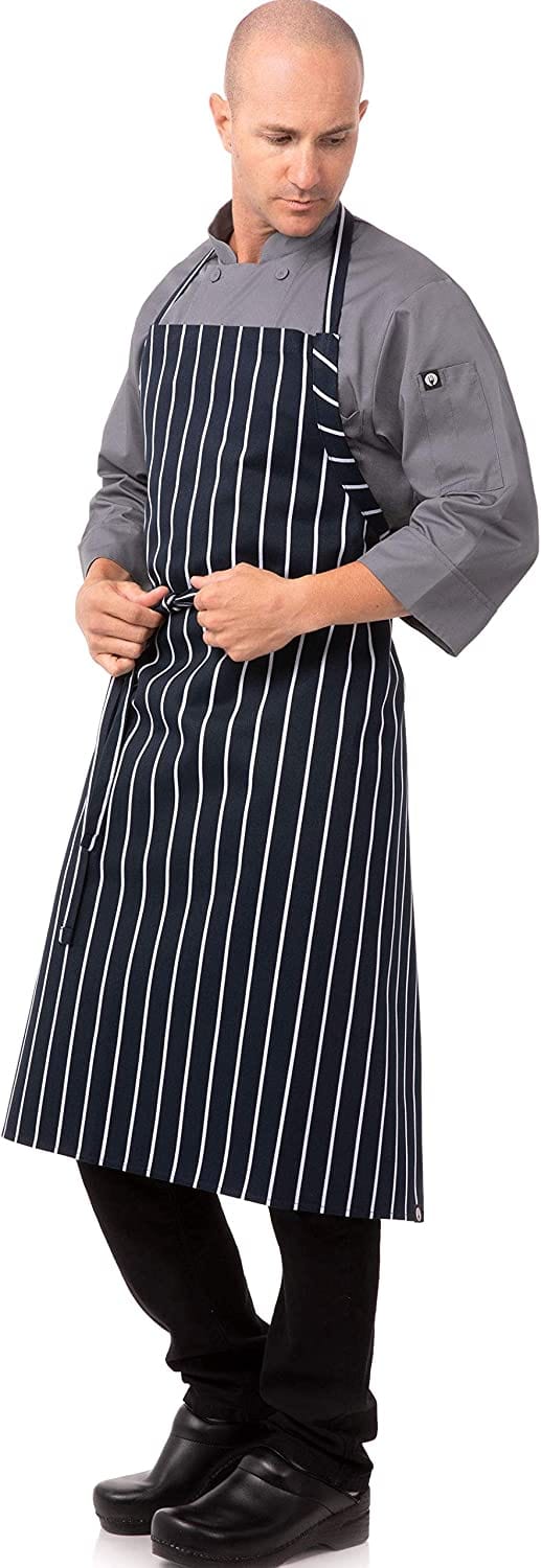 Dubkart Chef Artists Gardening Chalk Stripe Bib Apron with Pockets