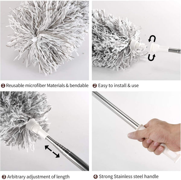 Dubkart Cleaning Extra Long Telescopic Feather Duster for CLeaning