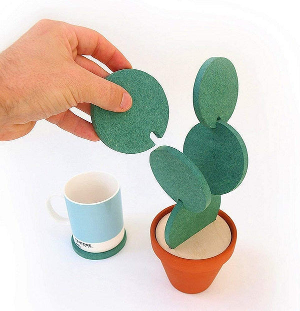 Dubkart Coasters DIY Cactus Potted Coasters with Holder