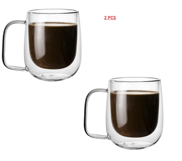 DubKart Coffee accessories Double Wall Coffee Tea Glass Mug 250 ml