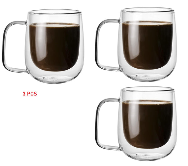 DubKart Coffee accessories Double Wall Coffee Tea Glass Mug 250 ml