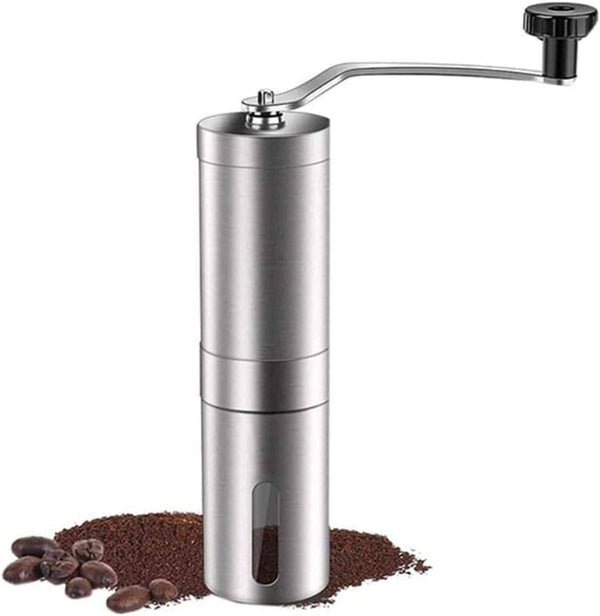 Dubkart Coffee accessories Manual Coffee Grinder Conical Burr Mill Brushed Stainless Steel (Silver)