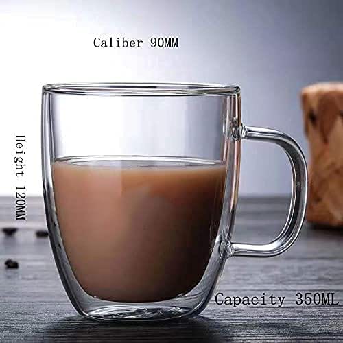 Dubkart Cups and glasses Double Wall Coffee Tea Glass Mugs Cups 350 ml