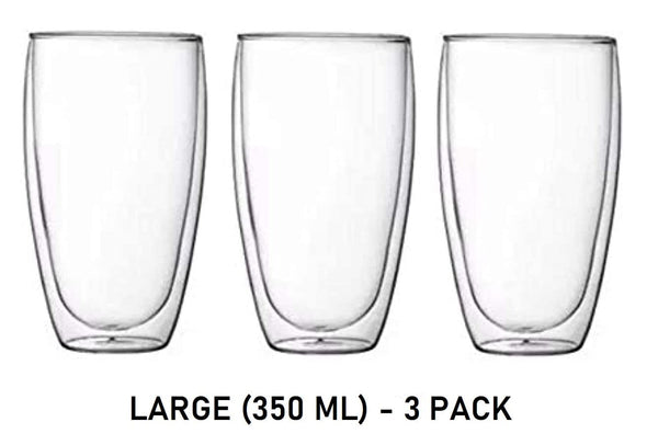 Dubkart Cups and glasses Double Wall Stylish Serving Glass Set (Medium & Large)