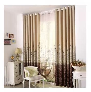 Dubkart Curtains & Drapes Blackout Curtains - Castle Print Brown/Beige 100 x 250centimeter