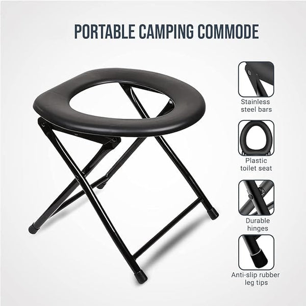 Dubkart DUBKART Camping Toilets Portable, Portable Toilet for Adults, Portable Toilet for Camping, Folding Toilet Camping Seat, Travel Toilet Car Toilet for Hiking and Boating (Black)