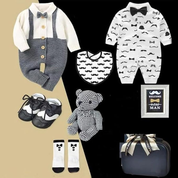 Dubkart DUBKART New Born Gift Set Baby Boy with Jumpsuit (9 in 1)