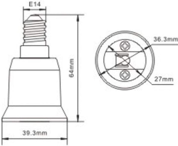 Dubkart E14 to E27 Base Bulb Holder Adapter Socket Converter