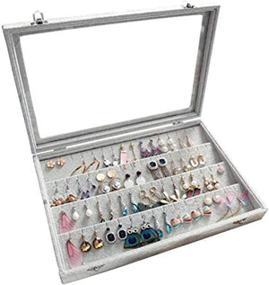 Dubkart Earrings Storage Organizer Velvet Tray Display Case