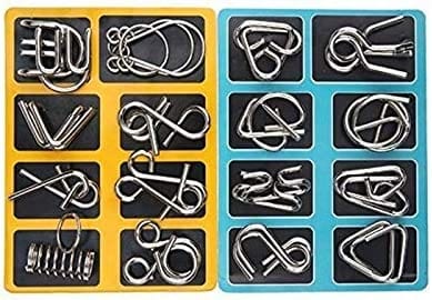 Dubkart Educational toys 16 PCS Metal Wire Puzzle Set Brain Teaser Trick Toy Kids Adults