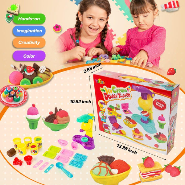 Dubkart Educational toys 18 PCS Double Ice Cream Twister Clay And Mold Playset