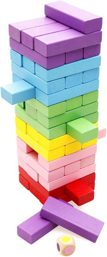 Dubkart Educational toys 48 PCS Colorful Jenga Wooden Tumbling Tower Blocks