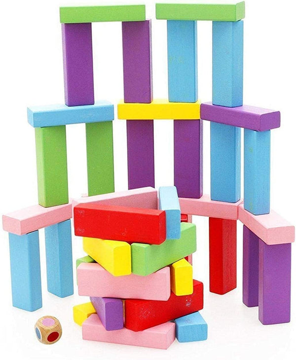 Dubkart Educational toys 48 PCS Colorful Jenga Wooden Tumbling Tower Blocks