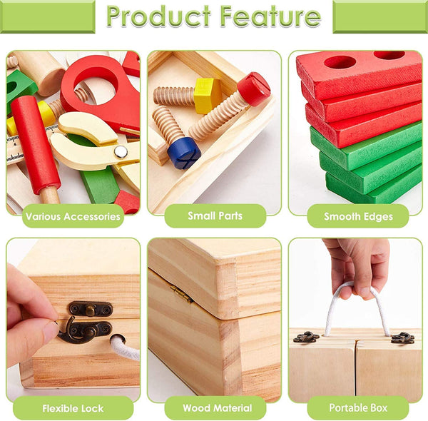 Dubkart Educational toys Kids Wooden Tool Box Pretend Play Toy Set