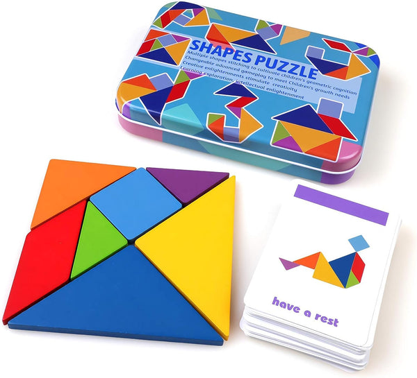 Dubkart Educational toys Tangram Kids Puzzle Early Education Box With 60 Cards (120 Puzzles)