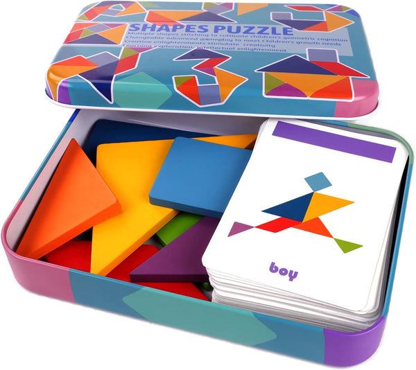 Dubkart Educational toys Tangram Kids Puzzle Early Education Box With 60 Cards (120 Puzzles)