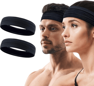 Dubkart Exercise equipment 2 Pack Unisex Black Sports Sweat Headband