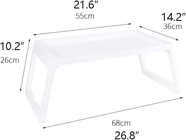 Dubkart Foldable Bed Table Tray Caddy for Food Laptop (White)