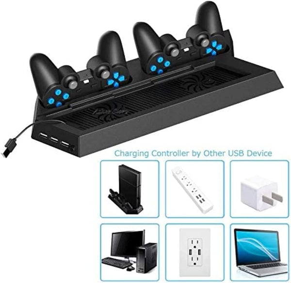 Dubkart Gaming 2in1 PS4 Slim Vertical Stand with Cooling Fan Dual Charging Dock