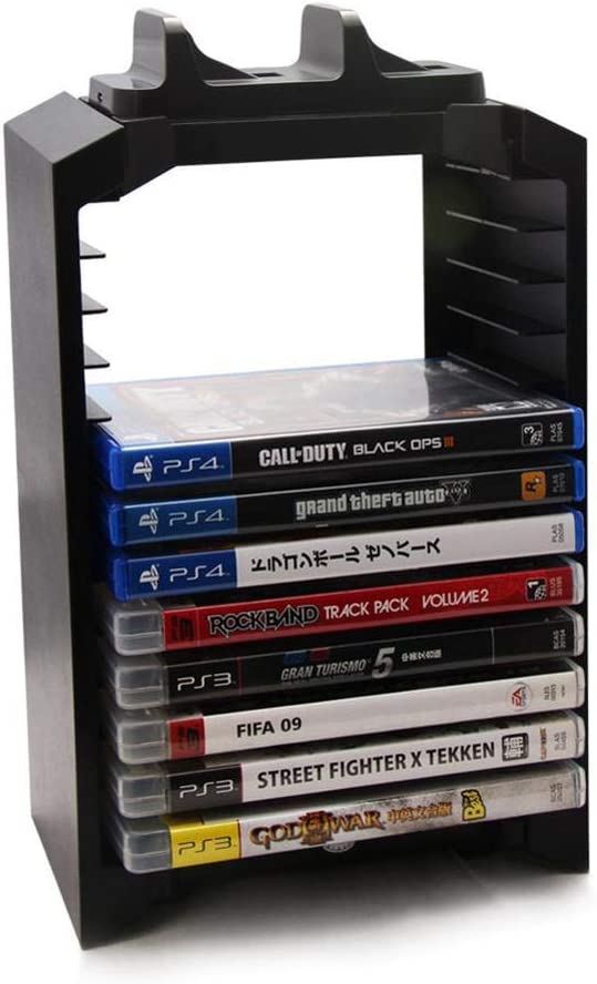 Dubkart Gaming PS4 Multi Disc Storage Tower Stand Holder Wired Charging Dock