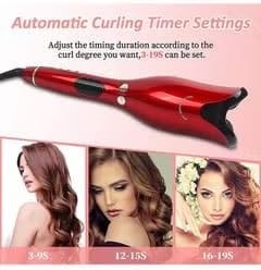 Dubkart Hair accessories DUBKART Automatic Hair Curler, Portable Auto Hair Curling Iron Wand with Ceramic Ionic & LCD Display, Smart Anti-Stuck,Adjustable Temperature,Fast Heating for Hair Styling (Red)