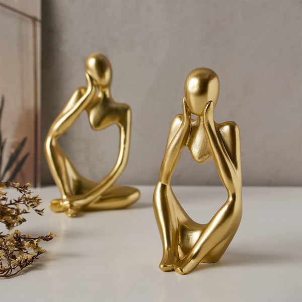 Dubkart Home decor 3 PCS Gold Decor Thinker Abstract Statue Set