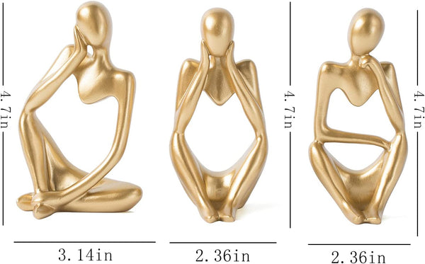 Dubkart Home decor 3 PCS Gold Decor Thinker Abstract Statue Set