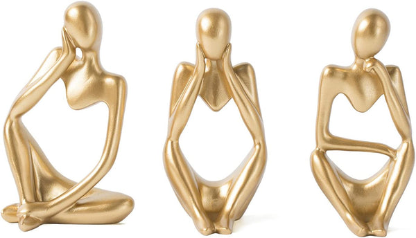 Dubkart Home decor 3 PCS Gold Decor Thinker Abstract Statue Set