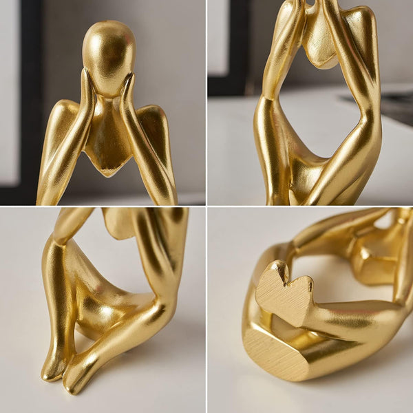 Dubkart Home decor 3 PCS Gold Decor Thinker Abstract Statue Set