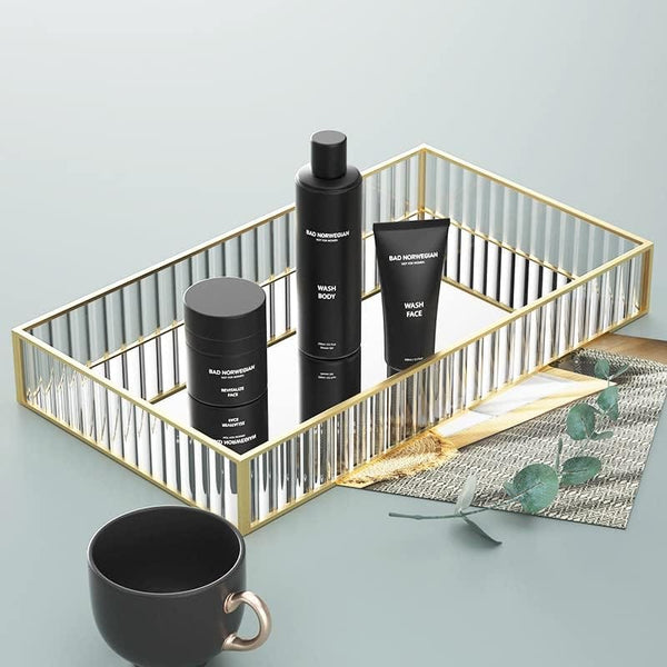 Dubkart Home decor Jewelry Perfume Makeup Organizer Glass Mirror Tray