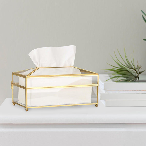 Dubkart Home decor Transparent Tissue Paper Box Holder (Gold)