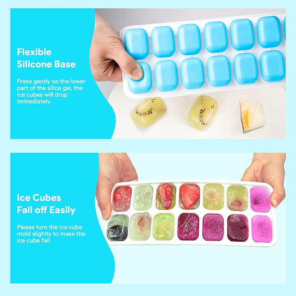 Dubkart Ice moulds Silicone Square Ice Cube Tray with Lid