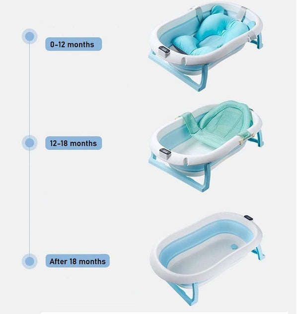 Dubkart Infant Care Foldable Temperature Sensing Baby Bath Tub Set