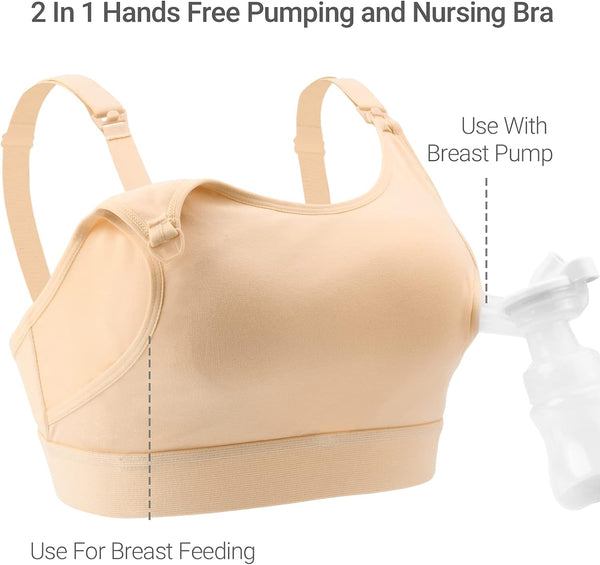 Dubkart Infant Care Momcozy Hands Free Breastfeeding Pumping Bra (Skin, Large)