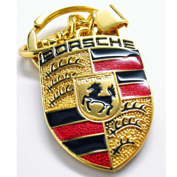 Dubkart Key chains Porsche Emblem Logo Pendant Keychain Key Ring (Gold)