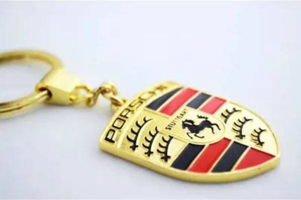 Dubkart Key chains Porsche Emblem Logo Pendant Keychain Key Ring (Gold)