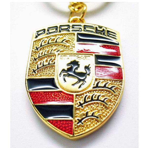 Dubkart Key chains Porsche Emblem Logo Pendant Keychain Key Ring (Gold)