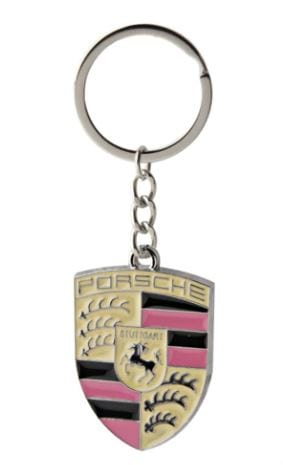 Dubkart Key chains Porsche Silver Pink Emblem Logo Keychain Pendant Key Ring