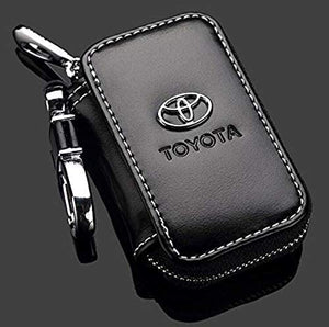 Dubkart Key chains Toyota Black Leather Car Key Case Coin Holder Zipper Remote Wallet Key Chain Bag