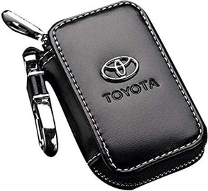 Dubkart Key chains Toyota Black Leather Car Key Case Coin Holder Zipper Remote Wallet Key Chain Bag