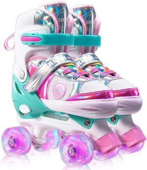 Dubkart Kids Illuminating Roller Skates for Girls and Boys (Small - Pink)